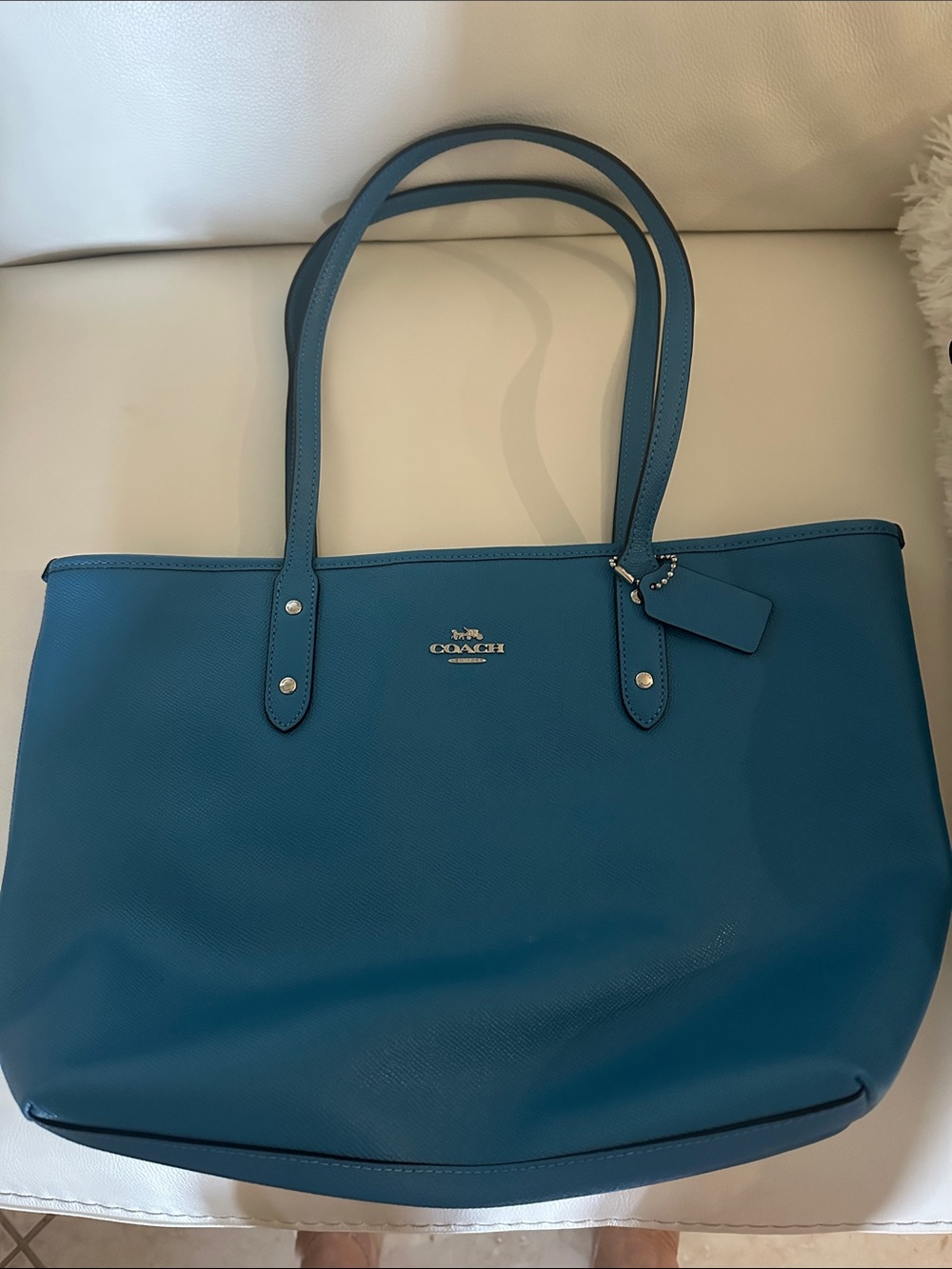 Coach Teal Leather Tote with Double Straps never used